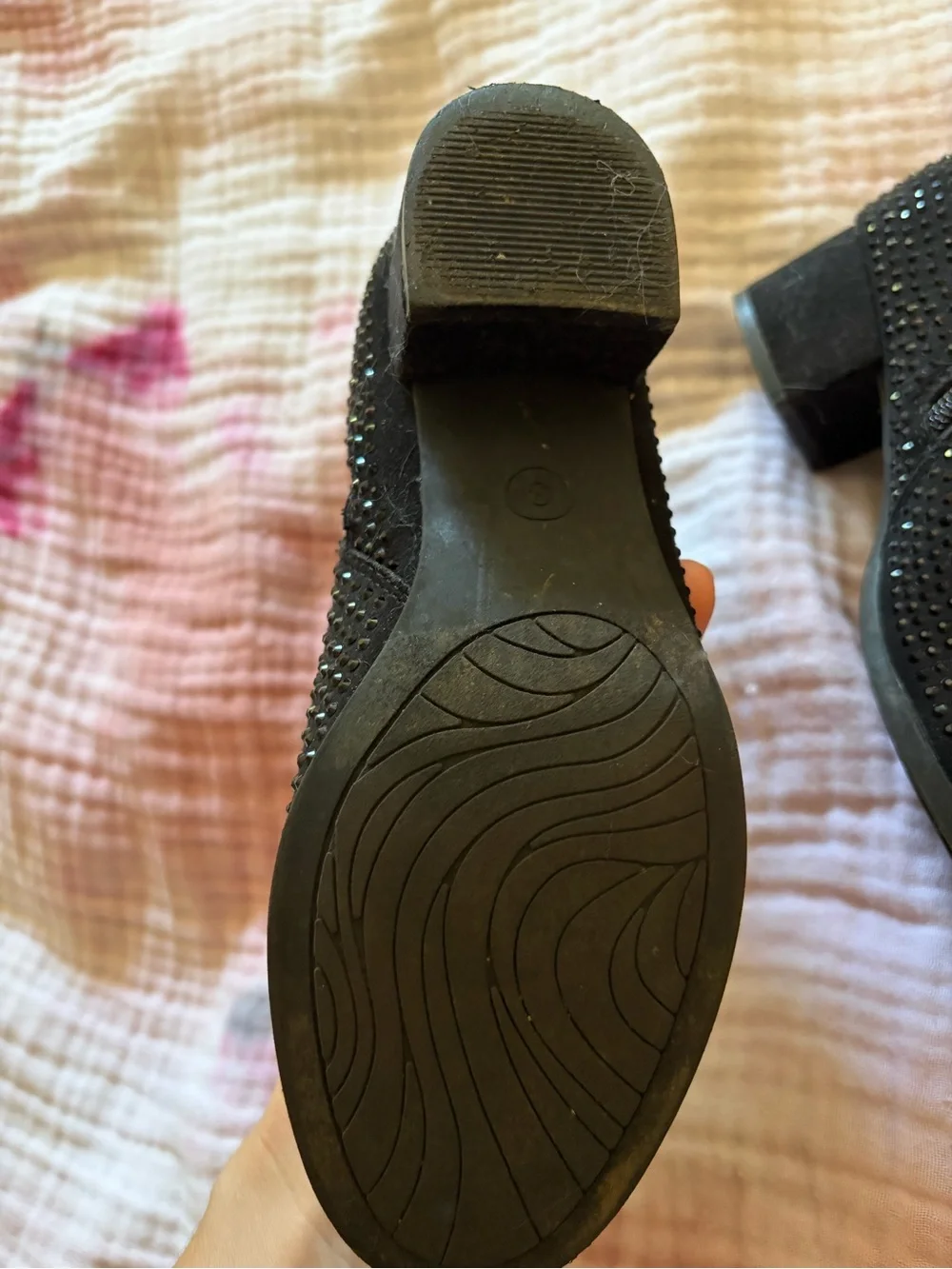 art class Black Rhinestone Heeled Girls' Ankle Boots